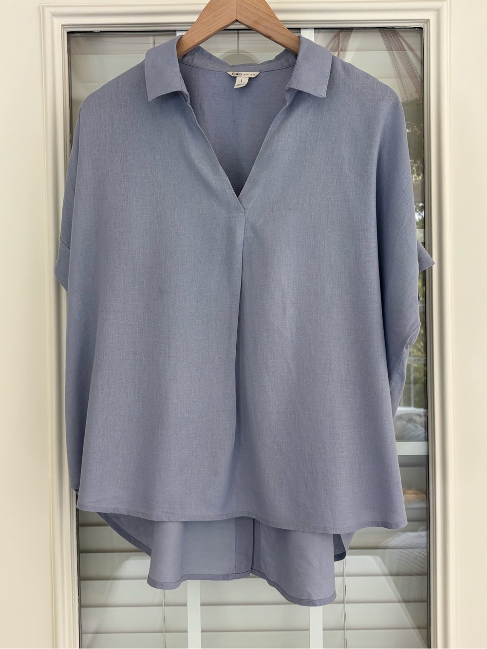 Short sleeve blouse, large/ oversized,blue, lightweight and comfy